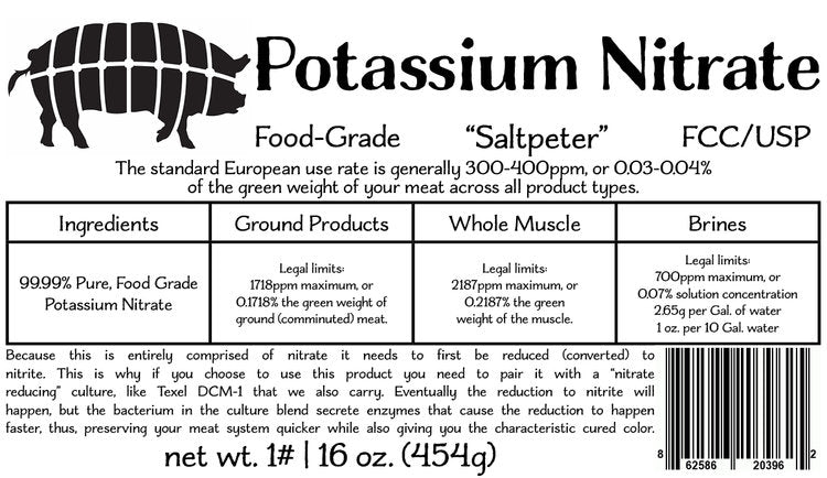 FCC/USP Food Grade Potassium Nitrate - KNO3 (Saltpetre) - 16oz image 1