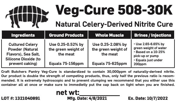 Veg-Cure 508-30k Celery Powder - Natural Nitrite Cure (25 lb. Wholesale Bag) - North Country CUSTOM Pricing image 1