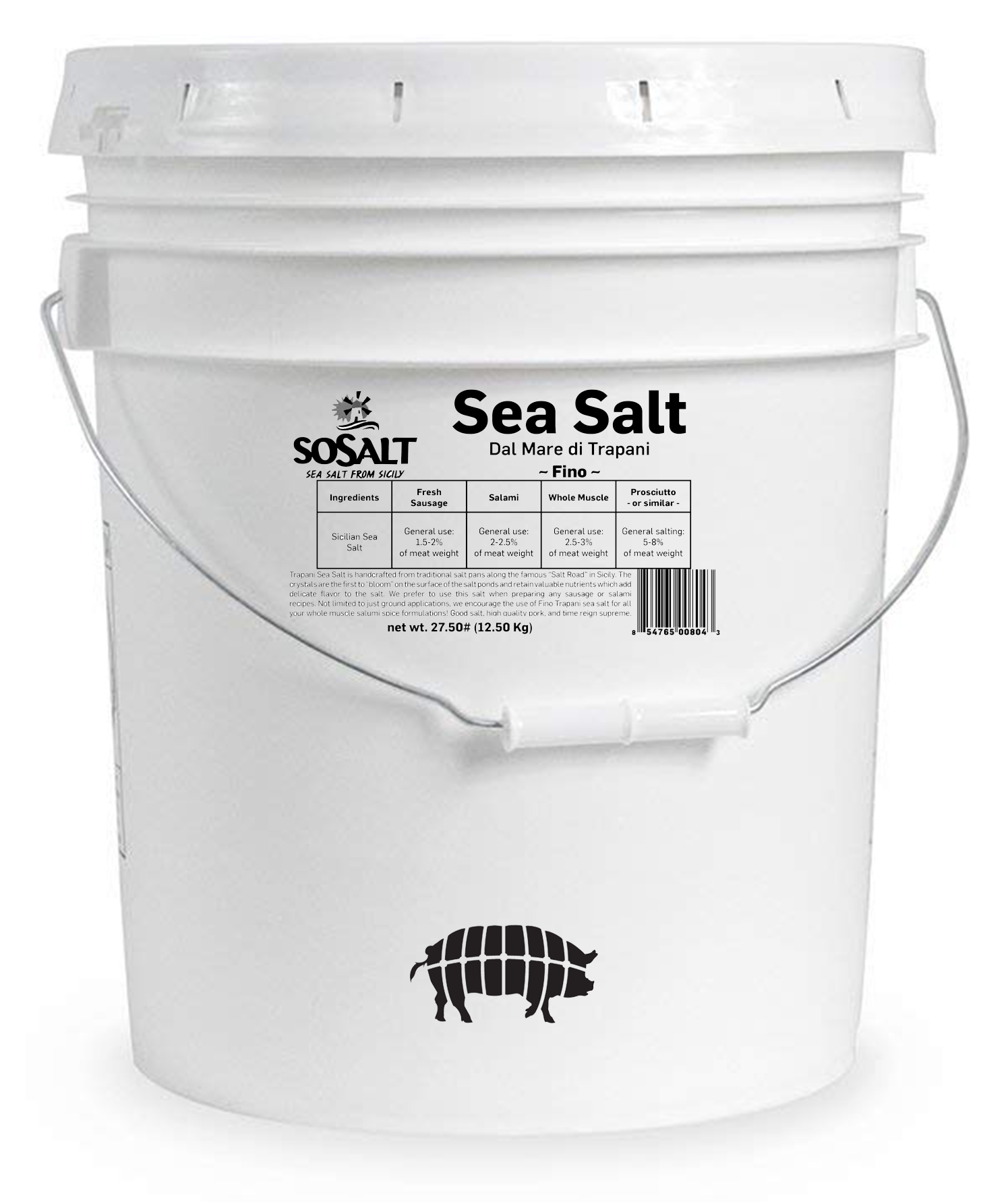 SoSalt Trapani Sicilian Sea Salt (Fine) - Bulk 55# Wholesale Pail image 0